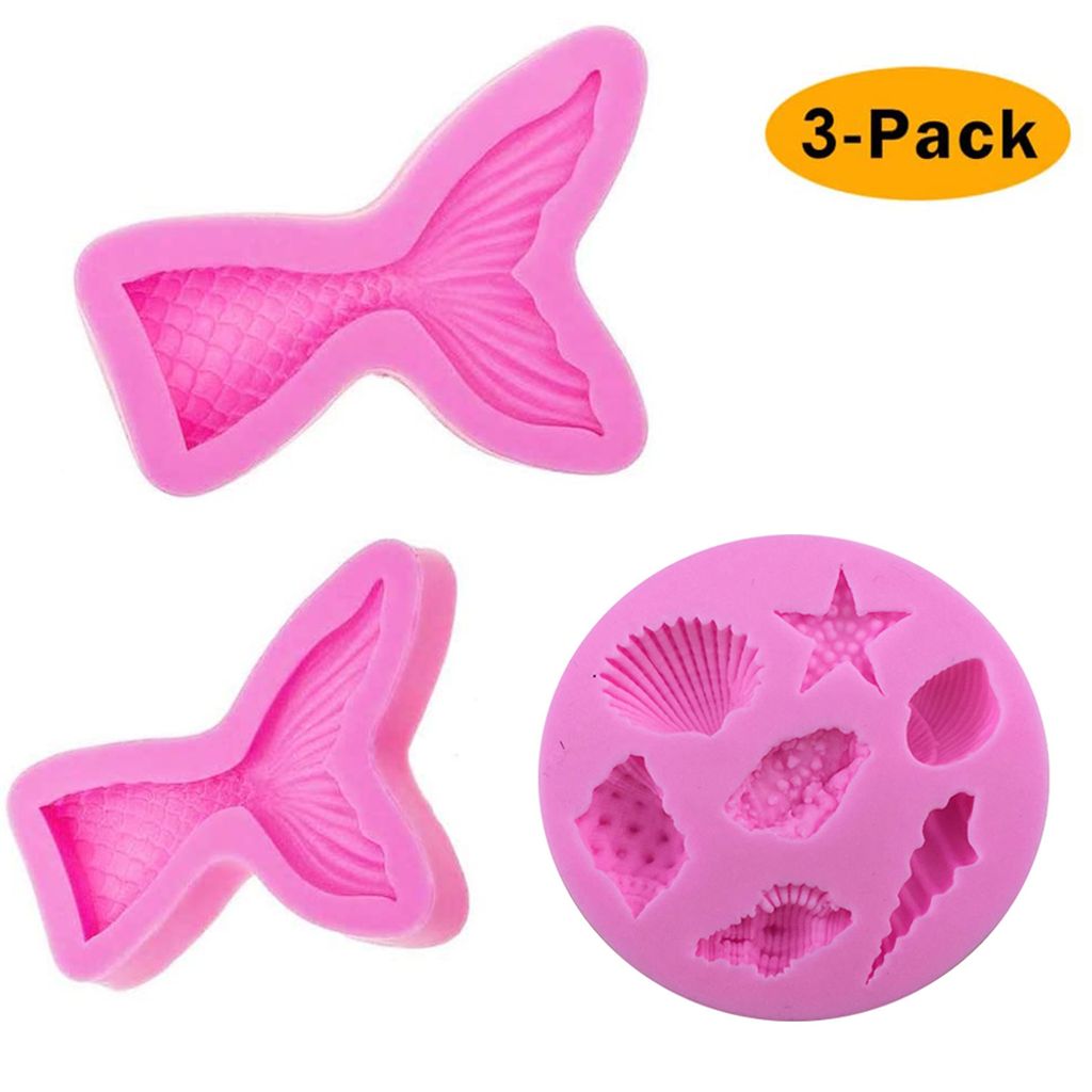 6 Stück Muschelform 3D Meerjungfrau Schwanz Form Silikon Fondant Kuchen Formen 