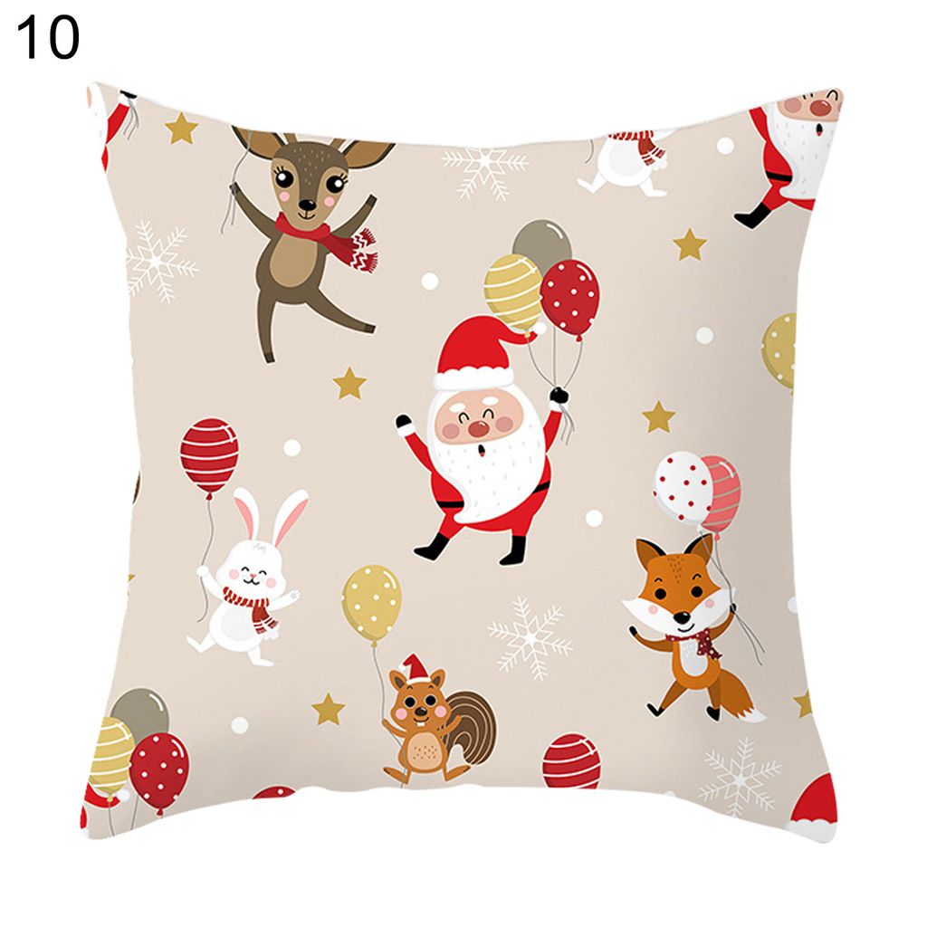 Entzückende Weihnachtsmann -Klaus -Muster Kissenbezug Weihnachtsstil Schrumpfwiderstand Polyester Kissenbezug für Zuhause-10
