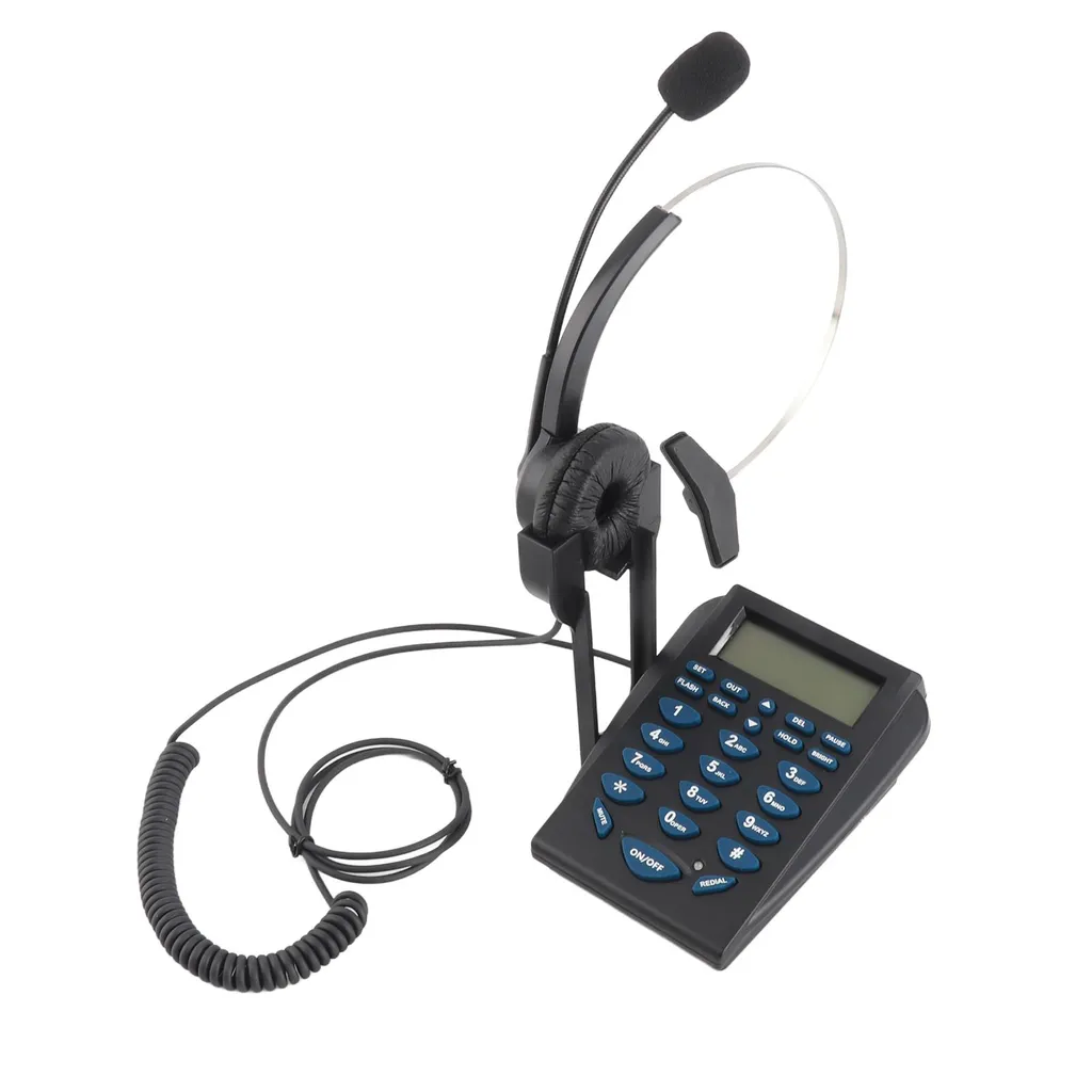 Poste téléphonique fixe avec micro-casque professionnel pour bureau