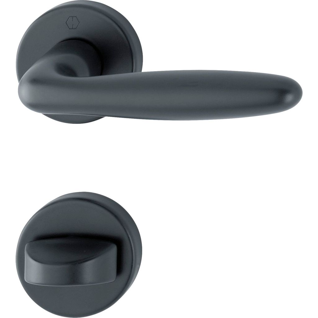 Drückergarnitur VERONA - auf Rosette WC, 37 - 42, Aluminium schwarz matt