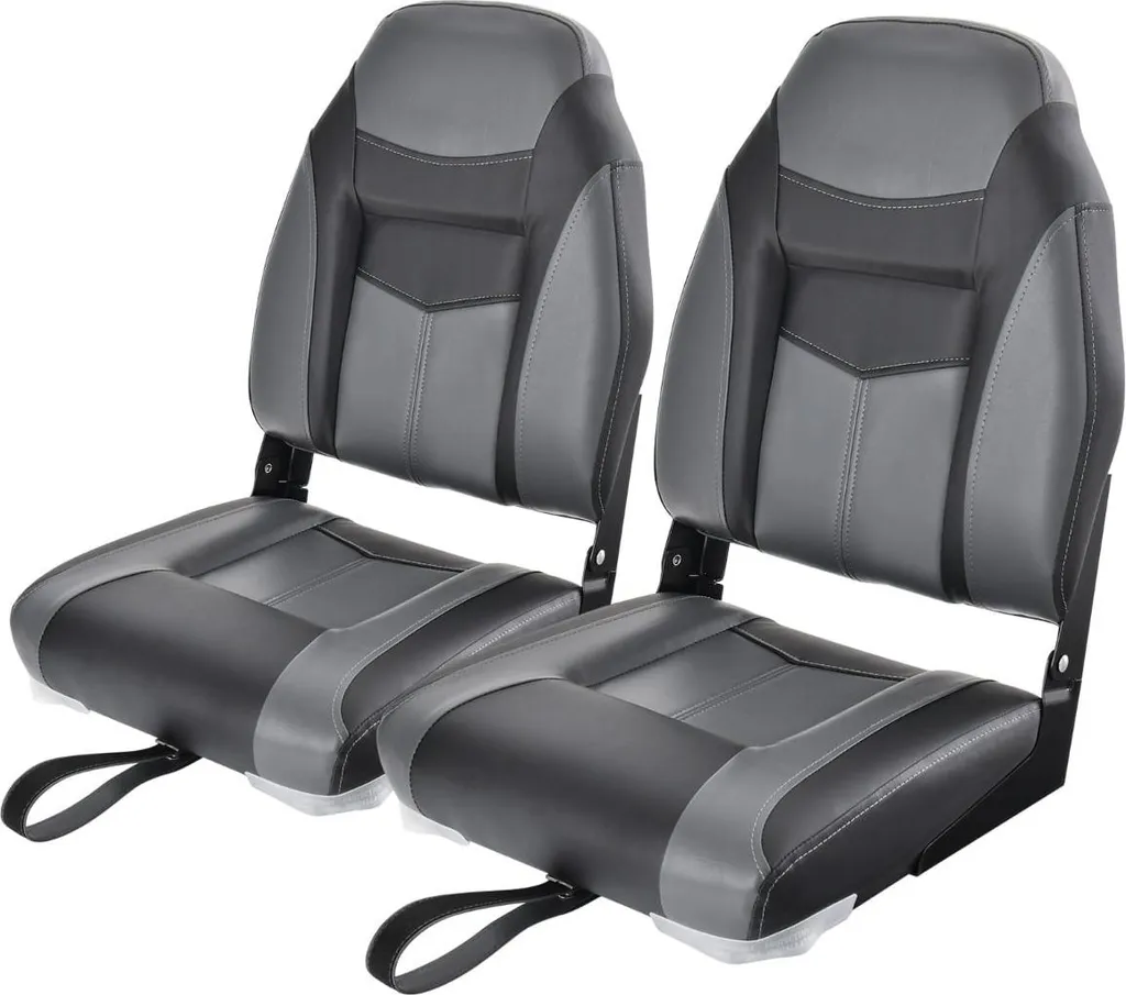 Siège bateau pliable dossier haut noir avec coussin épais confort