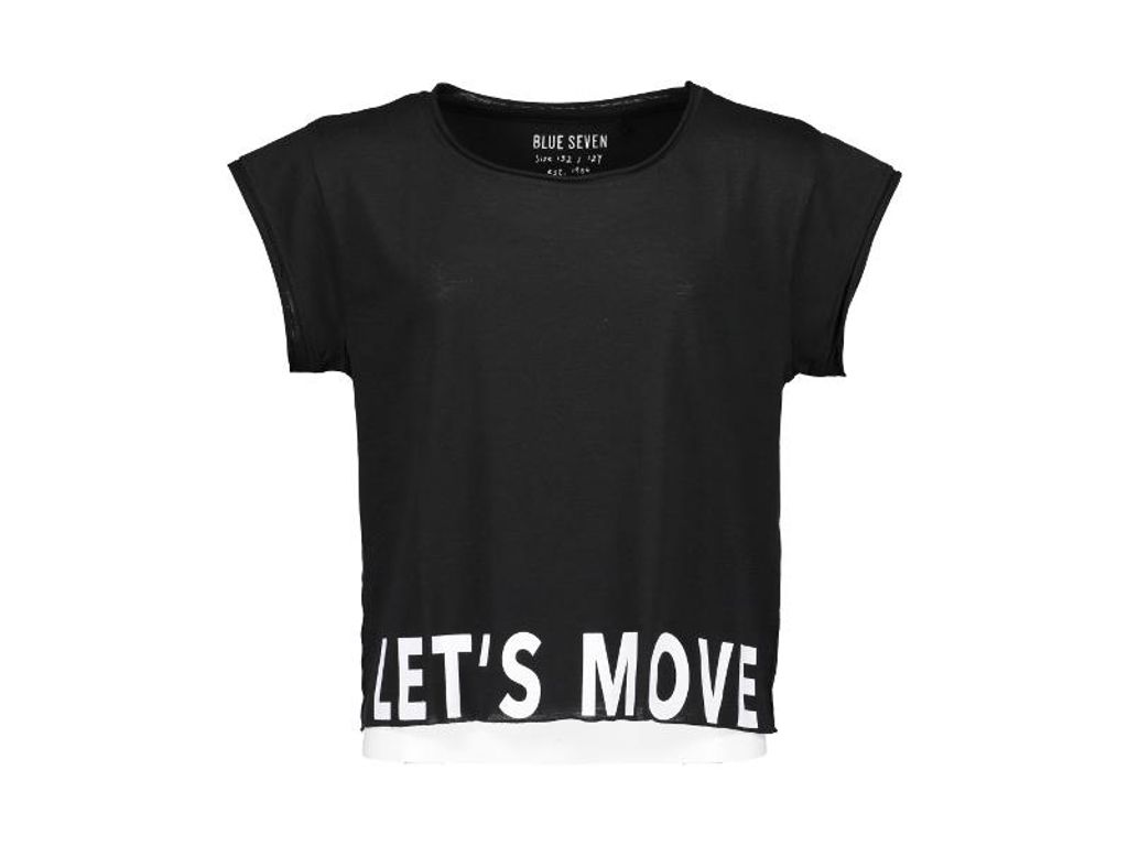 Blue Seven Mädchen T-Shirt Schwarz Gr. 152 – Let’s Move Print – Kinder Shirt – Mädchen T-Shirt für Schule, Freizeit & Alltag