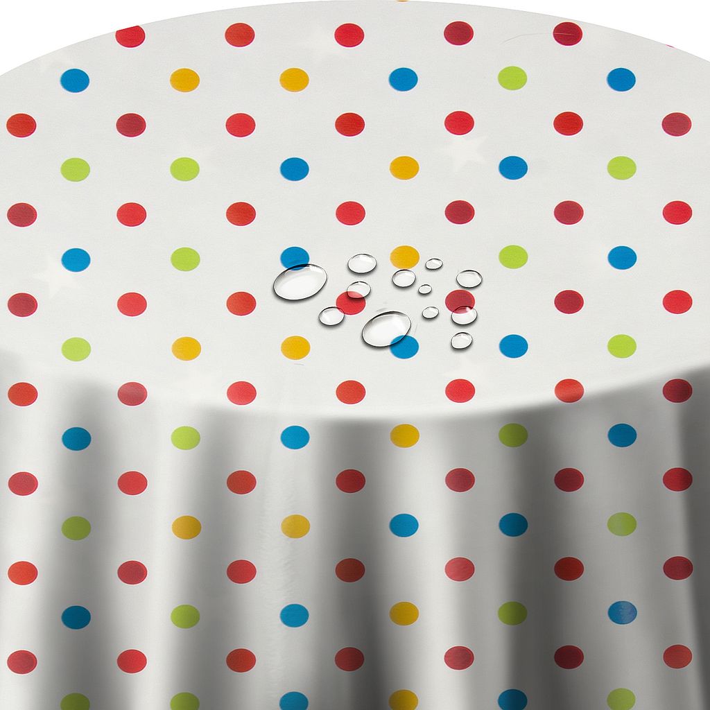 DecoHomeTextil Wachstuch Wachstischdecke Tischdecke Gartentischdecke gefaltet Bunte Punkte 135 cm x 135 cm Rund