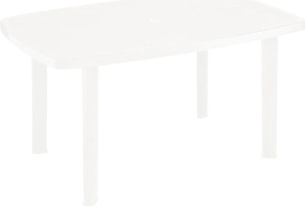 A white oval table with four legs on a white background.