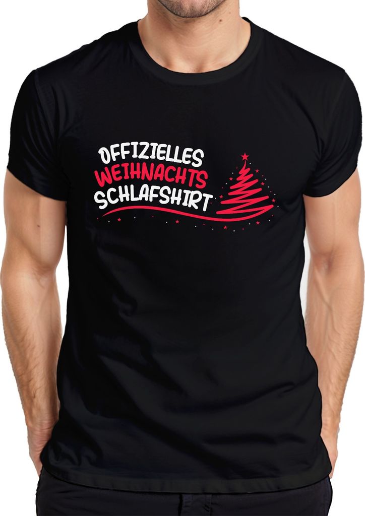 Offizielles Weihnachts-Schlafshirt Christbaum - Weihnachten Xmas Christmas Herren T-Shirt, Schwarz, XL