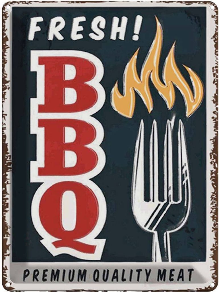 vianmo Blechschild 40x30 cm fresh BBQ Grill Premium Quality
