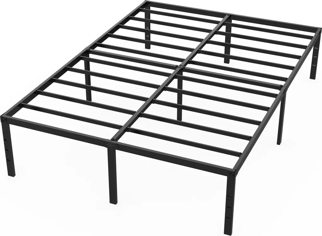 Lit double moderne 140x200 noir avec sommier lattes bois YUENFONG