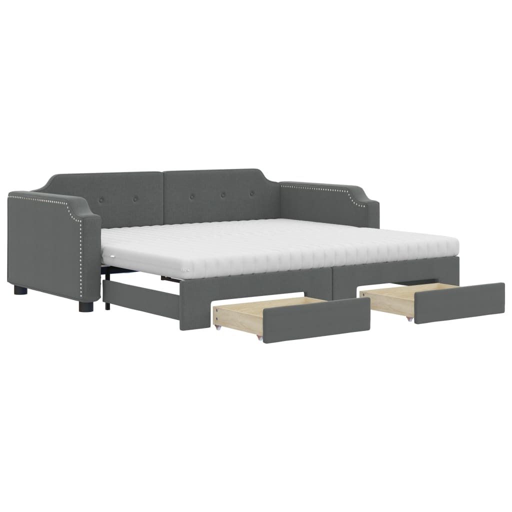 vidaXL Tagesbett Ausziehbar mit Schubladen Dunkelgrau 80x200 cm Stoff