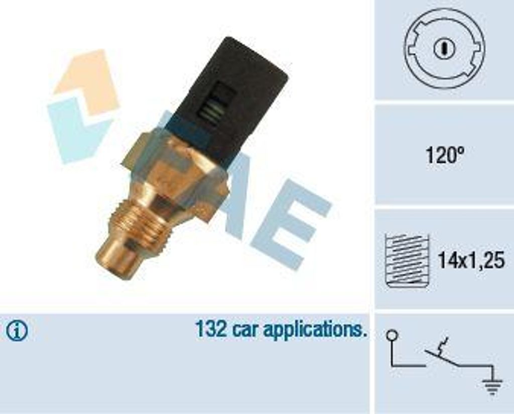 FAE 35250 Temperaturschalter, Kühlmittelwarnleuchte OE 7700771786 kompatibel mit Trafic, Rapid, Kangoo, Espace, Clio