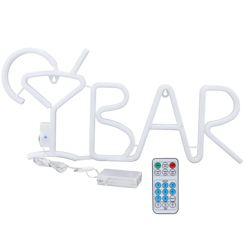 Enseigne Lumineuse BAR Neon Type 10 avec Télécommande et 8 Modes de Jeux