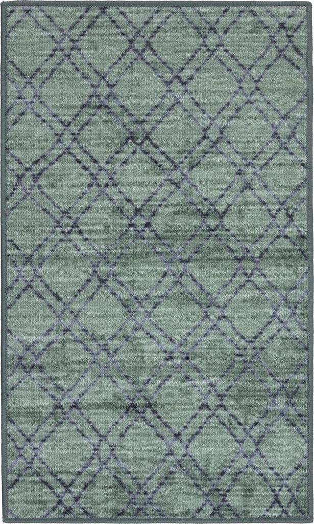 Teppich Läufer Flur - 60x100 cm - Grün - Rutschfest - Läufer für die Küche - Rautenmuster
