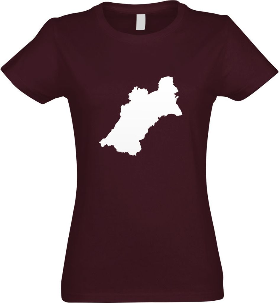 Kiwistar - T-Shirt tailliert - Damen - Burgund - Tukmenistan Umriss Kontur - mit Motiv Bedruckt - Funshirt Design - Sport - Freizeit - Damen - S