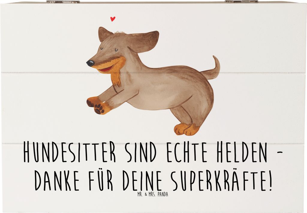 Mr. & Mrs. Panda Truhe Hundesitter Helden 22 x 15 cm - Weiß - Geschenk, Herzlichen Dank, Erinnerungsbox, Danke sagen, Dankeschön, Wertschätzung,...