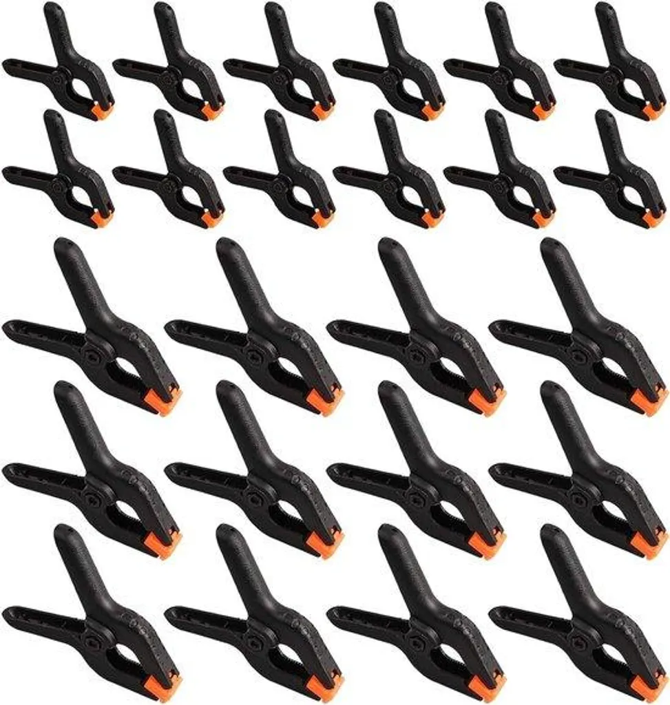 Lot de 24 Pinces à Ressort en Nylon Noir 12,7 cm et 7,6 cm polyvalentes