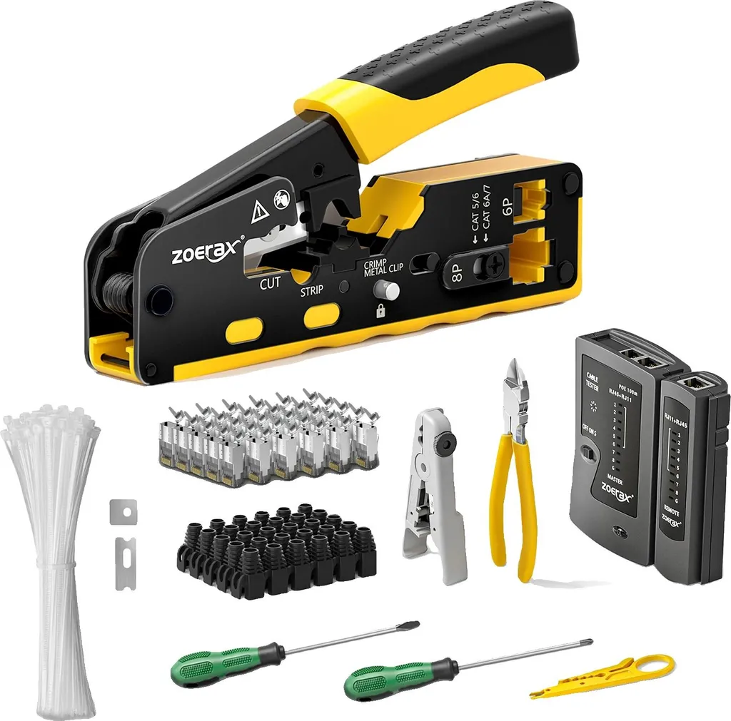 Pince à Sertir Multifonctions RJ45 Kit Réseau Compatible CAT6A et CAT7