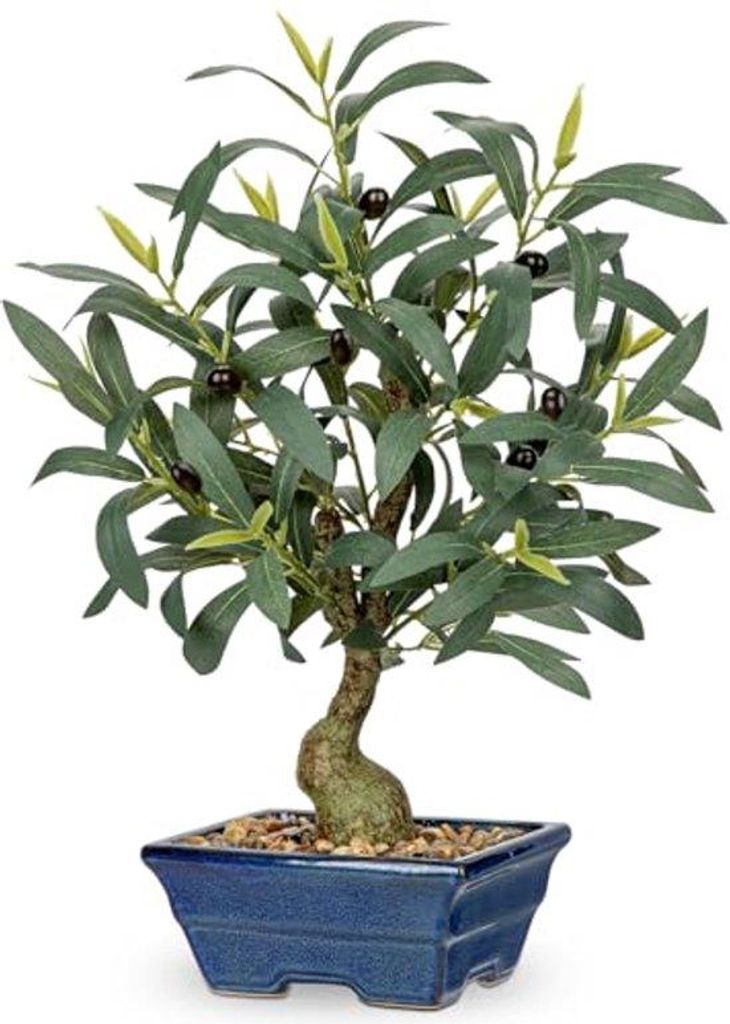 Kunstmatige Olijfboom in Keramische Pot, 44 cm Kunstmatige Kamerplanten mit Olijftakken und Früchten für Wohnzimmer und Büro