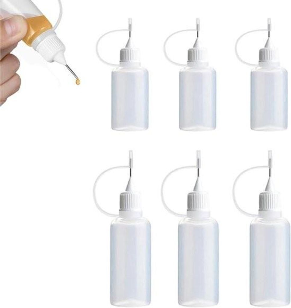 Allecto Plus – Nadelflaschen-Set, 6-teilig für präzises Kleben – Dosierflaschen, Quetschflaschen, Sprühflaschen – Kunststoffflaschen – D...