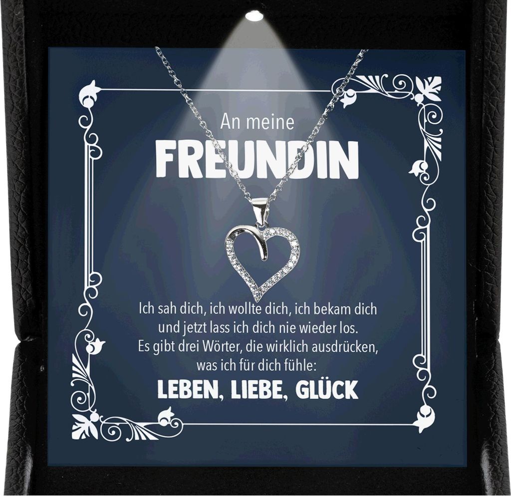 22Feels Freundin Geschenk Ich Liebe Dich Kette - Silber 925/000 Herz Frauen Schmuck - Damen Valentinstag für Sie Jahrestag Schatz - Karte Premium ...