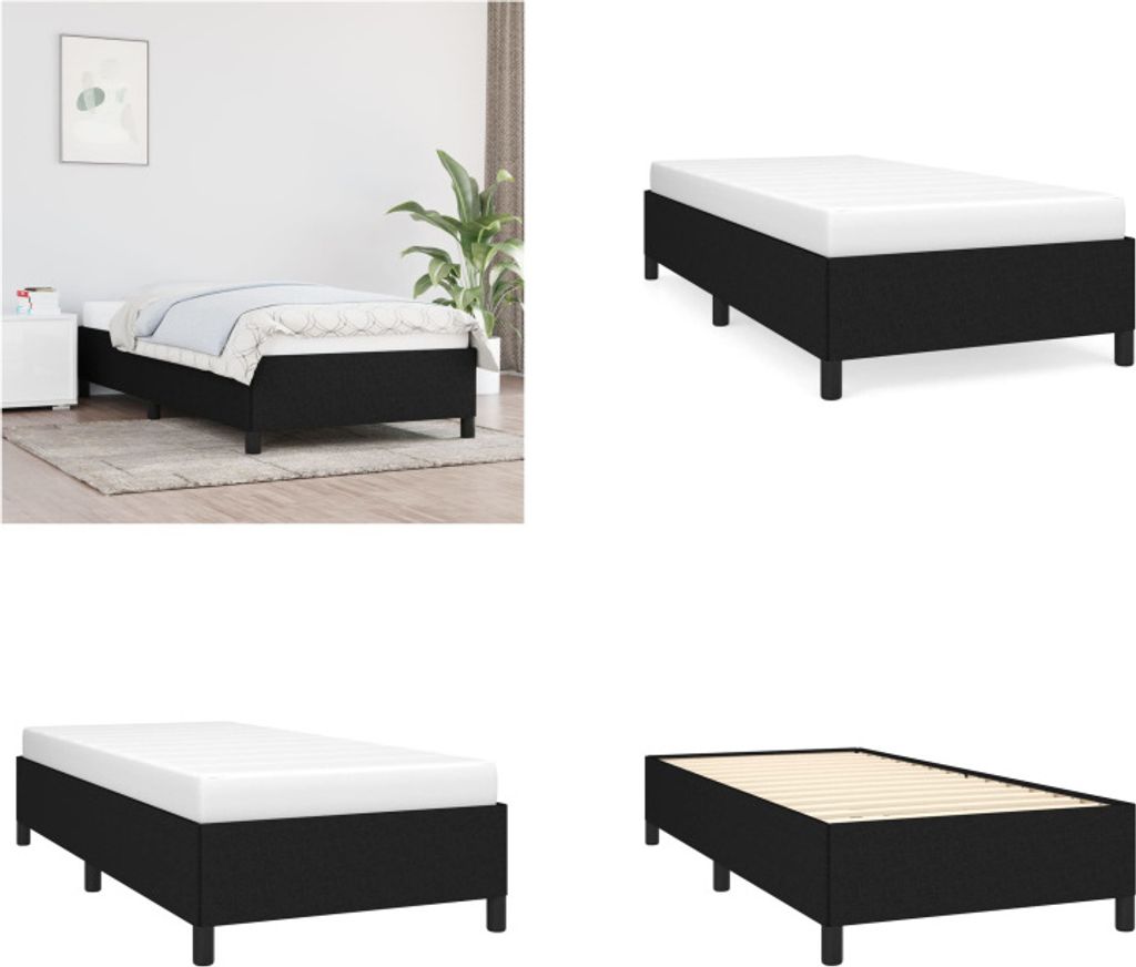 vidaXL Bettgestell Schwarz 90x200 cm Stoff - Bettgestell - Bettgestelle - Bettrahmen - Bett
