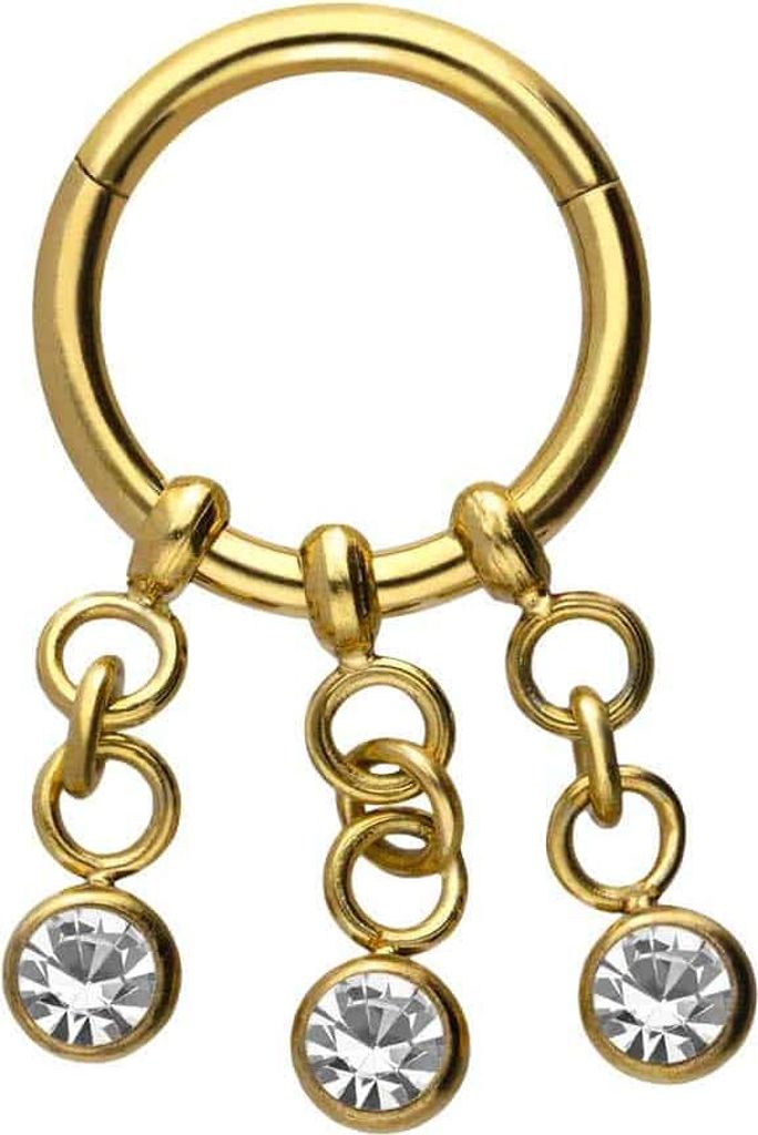 Ohrpiercing, Nasenpiercing, Septum Piercing Chirurgenstahl Segmentring Clicker 3 KETTEN + KRISTALLE