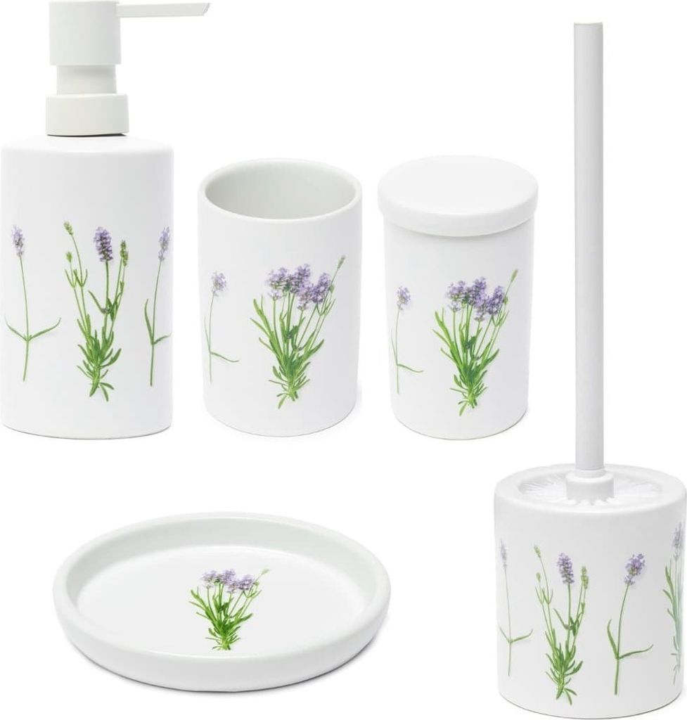 SAT LAVENDER Bad Accessoires Set aus Keramik, weiß matt