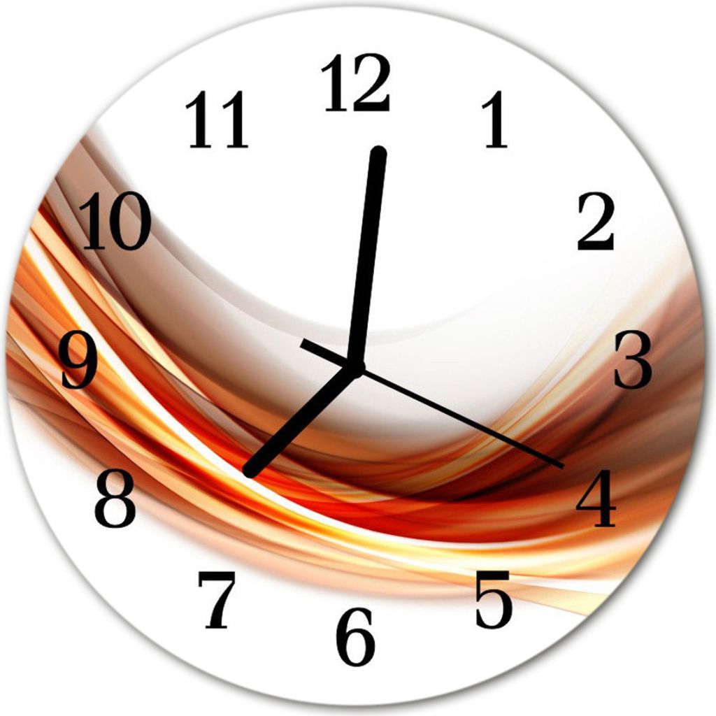 Glasuhr Wanduhr Küchenuhr Echt-Glas 30fi cm Abstrakte Linien rot