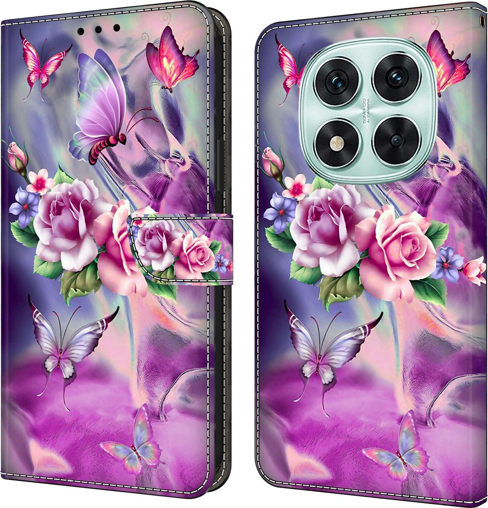 CLM-Tech Handyhülle kompatibel mit Xiaomi Redmi Note 14 Pro 5G Hülle - Tasche aus Kunstleder - Klapphülle mit Ständer und Kartenfächern - Schu...