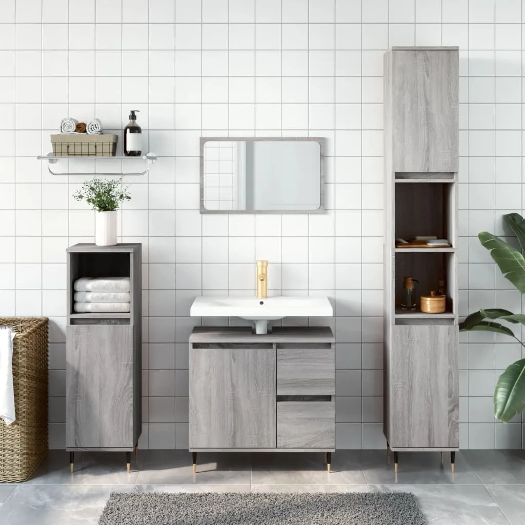 Colonna Bagno Moderna 30x30x190 cm Grigio Sonoma | Maison Exclusive