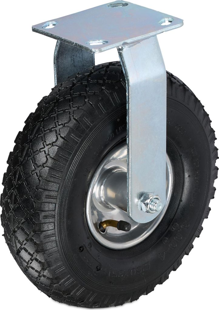 Bokwiel Luftreifen - 260 mm - bis 120 kg - mit Befestigungsplatte - schwarz-silber