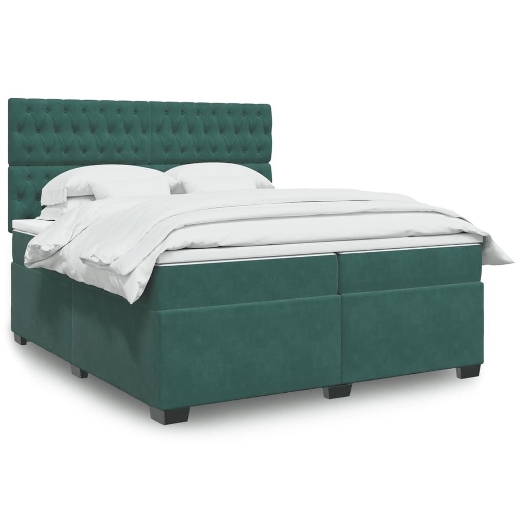 Maison Exclusive - Boxspringbett mit Matratze Dunkelgrün 200x200 cm Samt