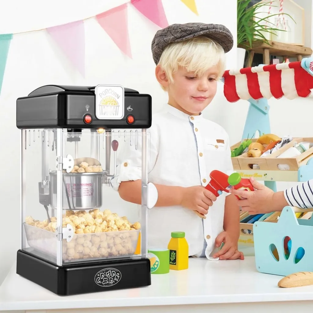 Machine à pop-corn cinéma 300W portable noire avec éclairage interne - 8
