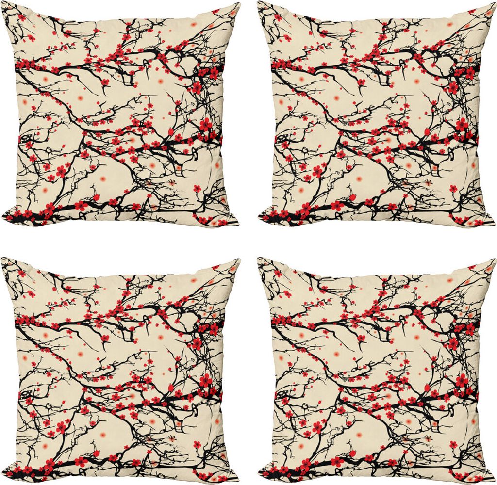 ABAKUHAUS Ozean Kissenbezug Set (4 Stück), Kraken-Tentakel-Schiff Waves, Moderner Doppelseitiger Digitaldruck, 60 cm x 60 cm, Gelb und Kitz