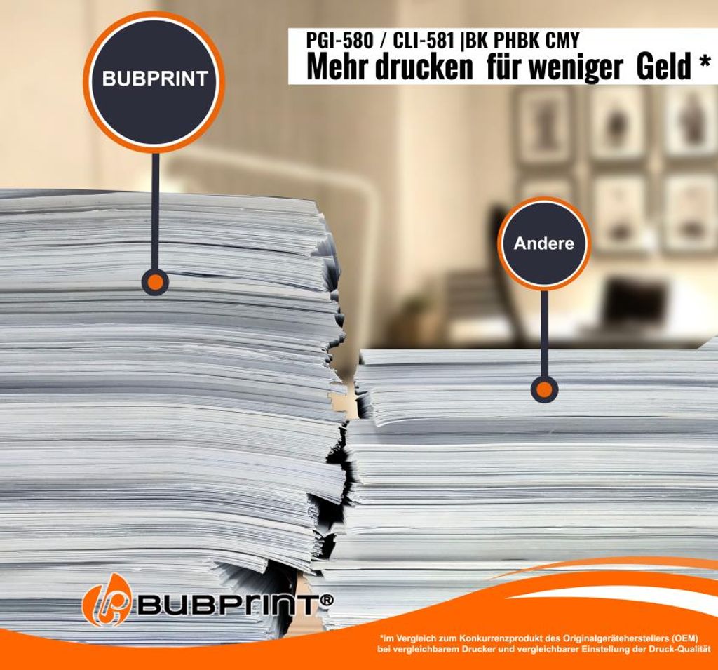 10 Druckerpatronen kompatibel für Canon PGI580 CLI581 XL Pixma TR8550 TR7550 TS