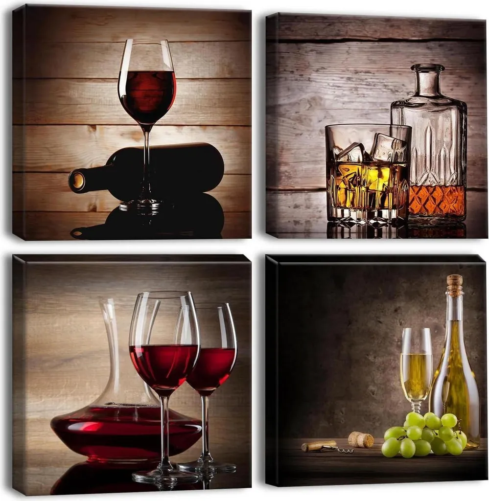 Stampa Artistica Vino 30x30 cm - Quadro Canvas Moderno per Casa e Bar