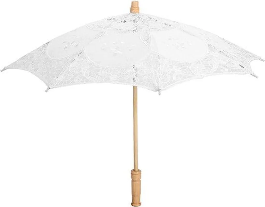 Parasol blanc pour femme avec broderie florale peinte à la main chic
