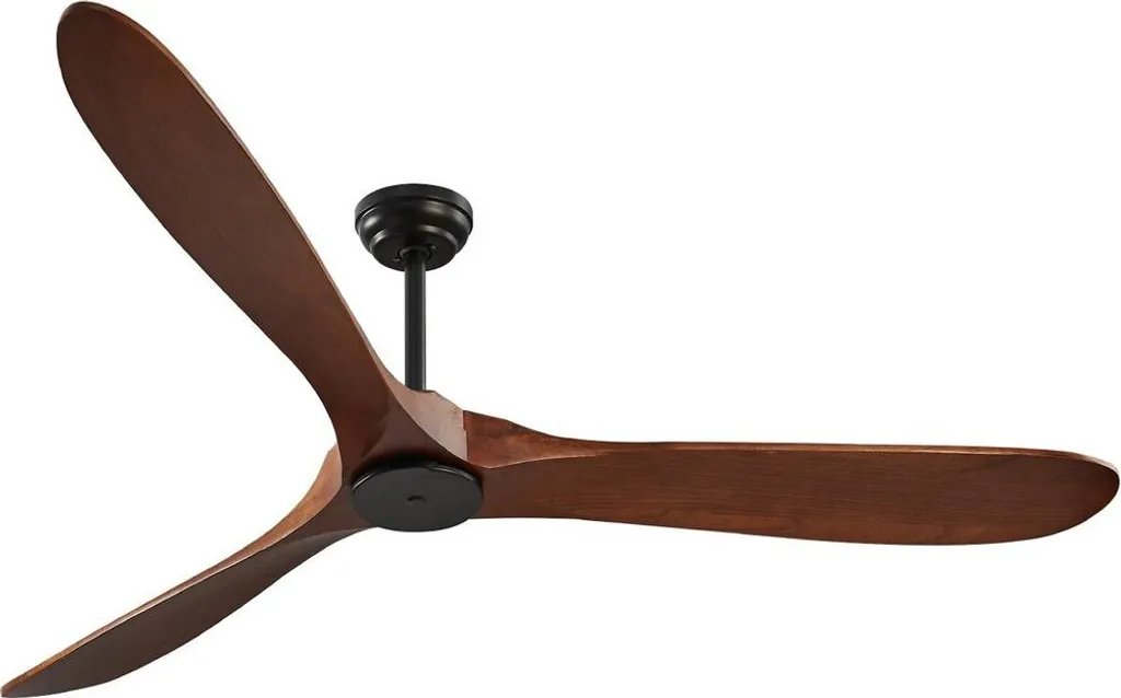 Ventilateur de plafond avec moteur réversible et pales en bois de noyer