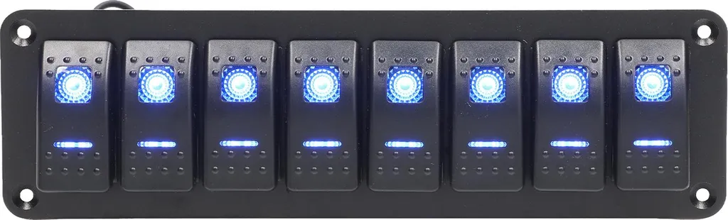 Pannello Interruttori A Bilanciere 8 Bande LED 3 Pin – 12-24V, Singola Luce Blu, On/Off, Per Auto, Camper, Moto, UTV - 3