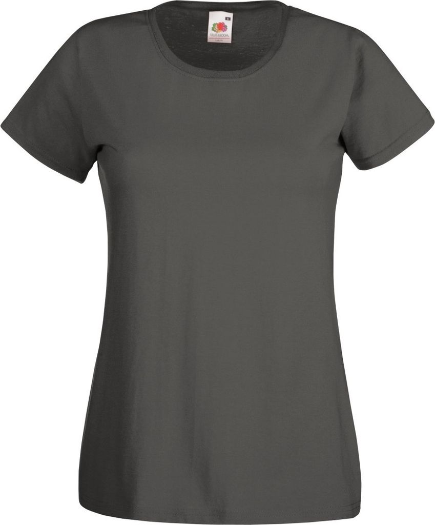 Fruit Of The Loom Lady-Fit Damen T-Shirt BC1354 (2XL) (Helles Anthrazit)