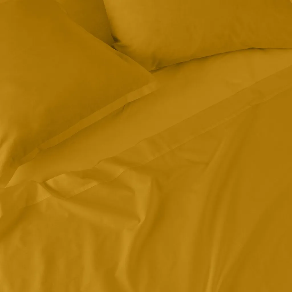 Drap-housse 200x200 cm pour matelas épais HappyFriday BASIC Moutarde - 3