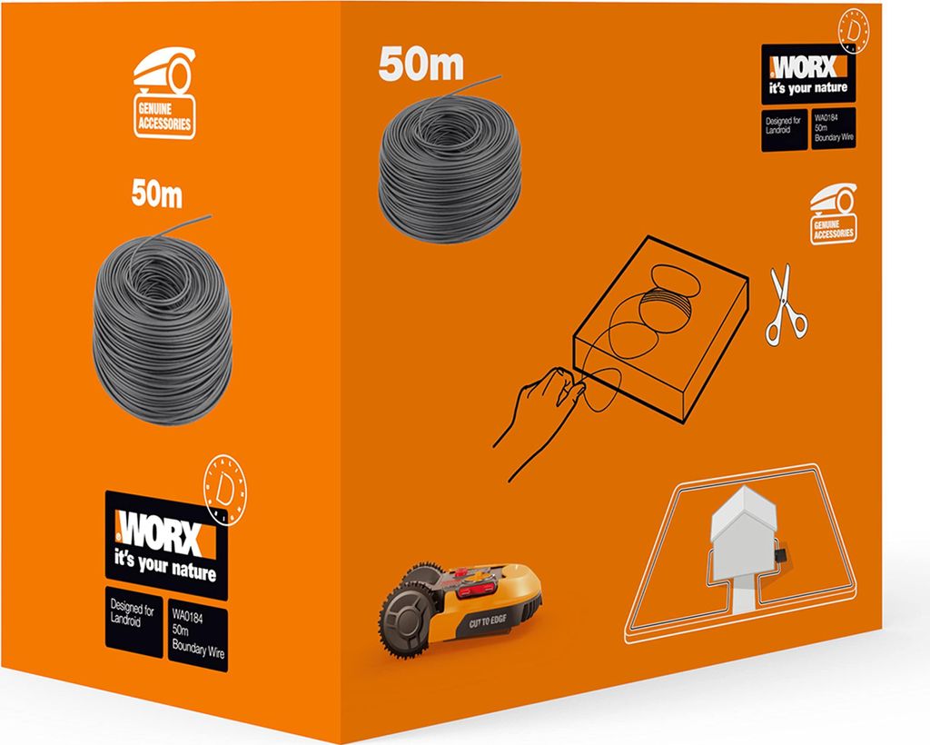WORX WA0184 Begrenzungsdraht für Landroid – 50m stabiles Kabel für Mähroboter