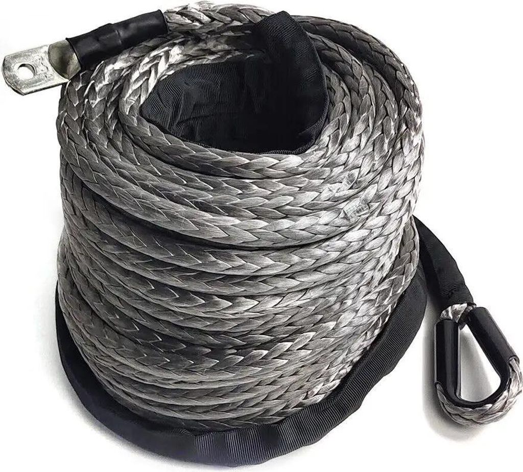 Dyneema Seilwinden-Seil - Synthetisches Windenseil - Durchmesser 10 mm - Länge 30 m - Bruchlast 10,8 t (10.800 kg) - Grau