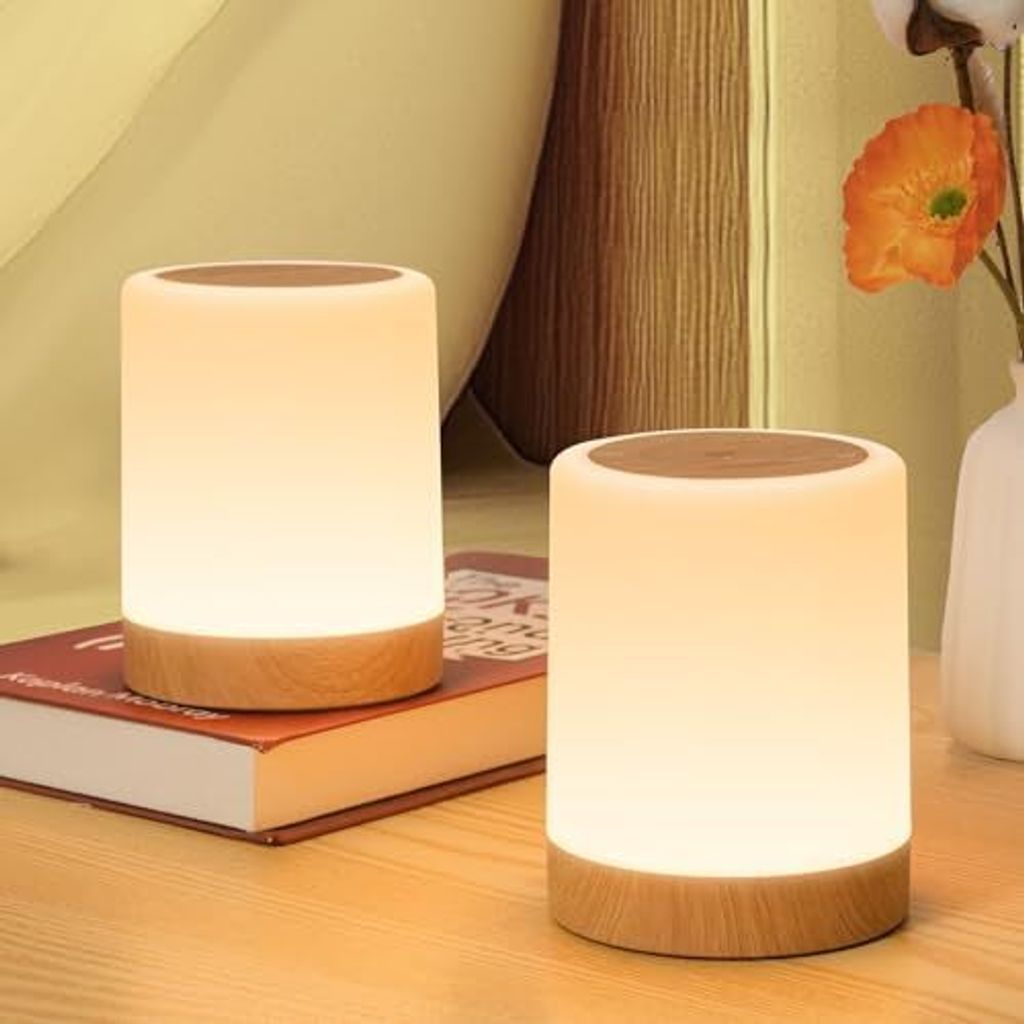 LED -Bettlampe Set 2 USB -wiederaufladbare Tisch -Berührung dimmbar 256 RGB Farben 3 Modi, Nachtlicht Kinder ohne Kabelzeit und Speicherfunktion,