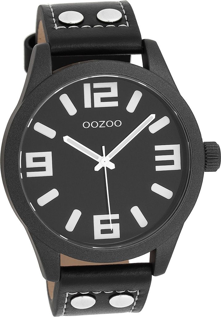 Oozoo Leder Damen-Herren Uhr Analog Quarzuhr Armband schwarz Timepieces D2UOC1091A