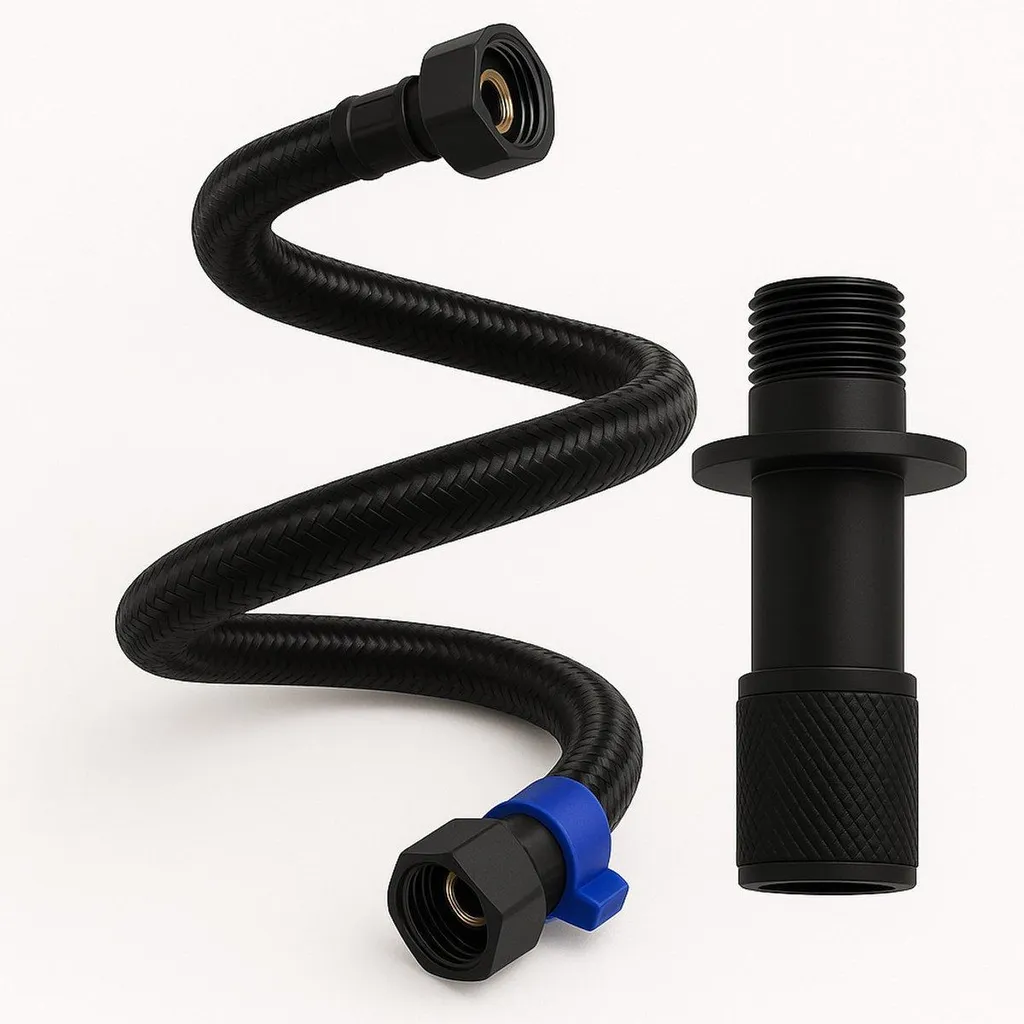 Stop aux fuites : kit flexible 50cm 1/2x3/8 et robinet d'arrêt noir