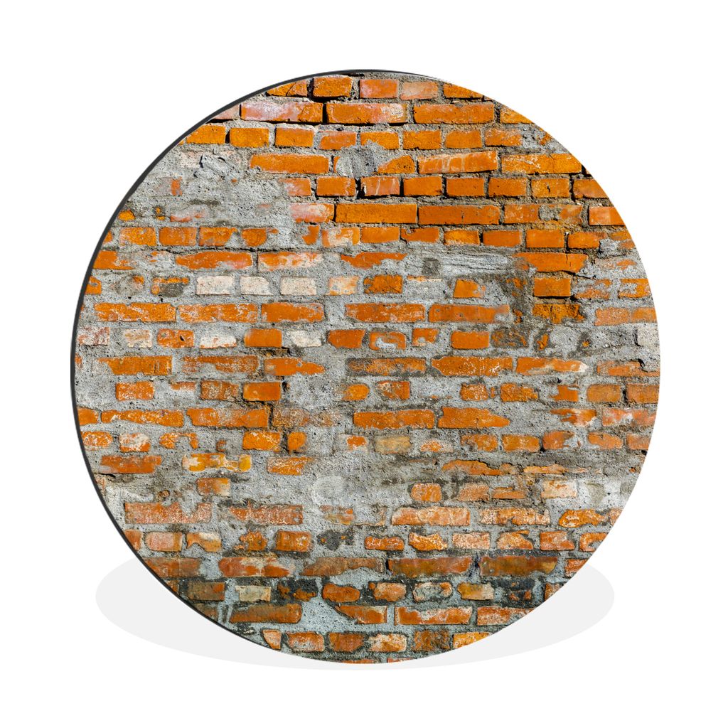 MuchoWow Aluminium Wandkreis Mauer - Stein - Ziegel Ø 30 cm Wanddeko Modern Wohnzimmer - Wand Bild - Wohnzimmer - Runde Bilder - Alubilder - Kun...