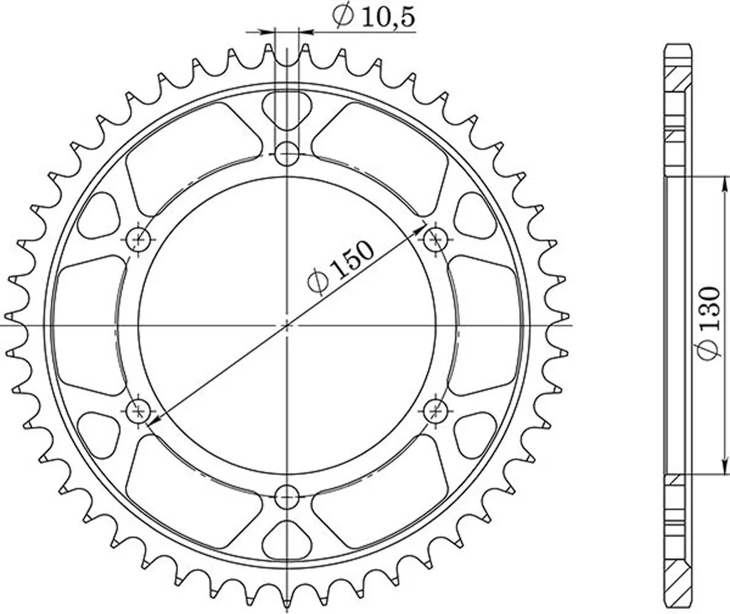 Corona Acciaio 47 Denti Passo 532 Dis. 12802 | Trasmissione Finale Moto