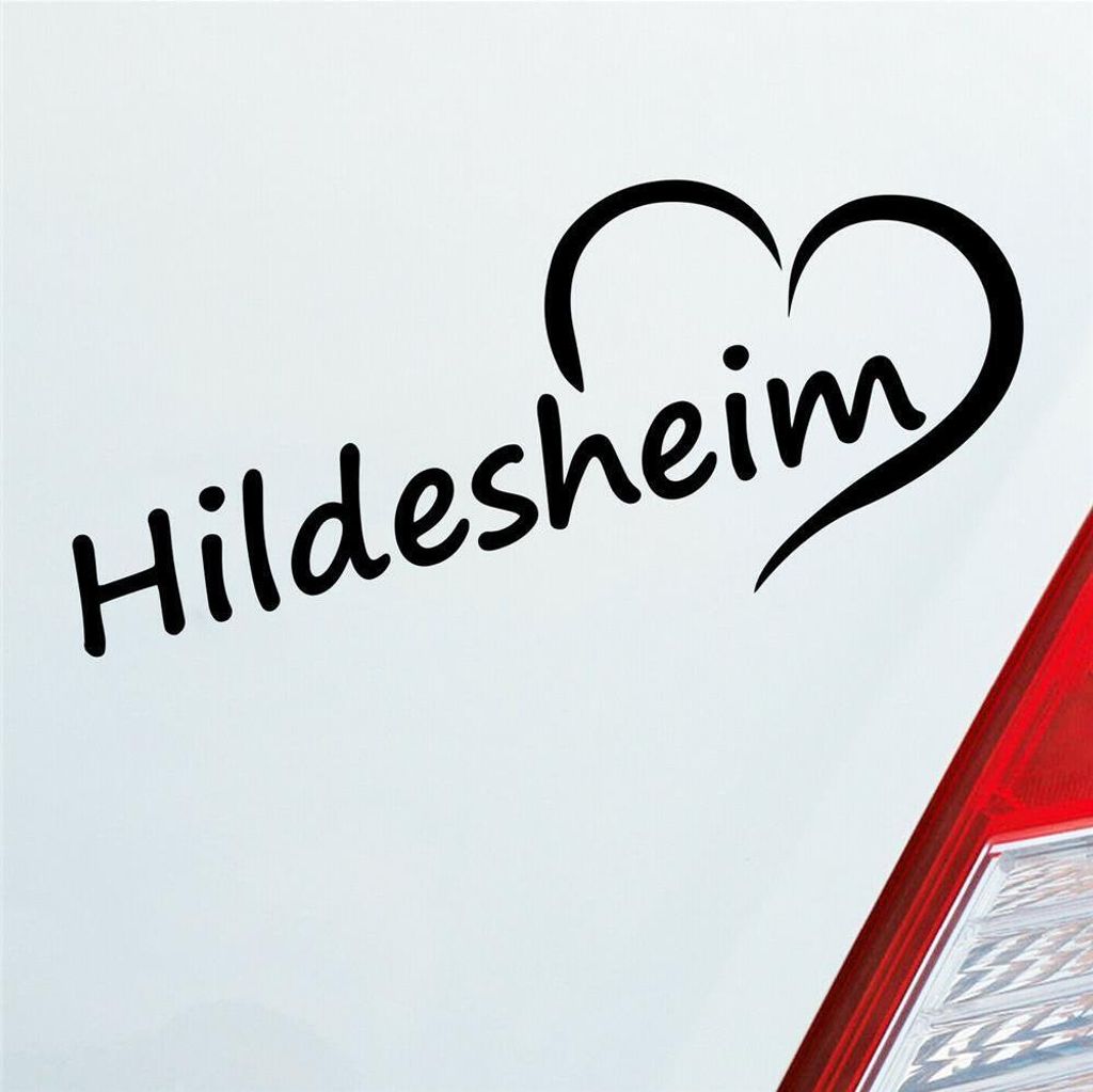 Auto Aufkleber Hildesheim Herz Stadt City Liebe Love 18,5x8 cm Schwarz Glanz Sticker Heckscheibenaufkleber
