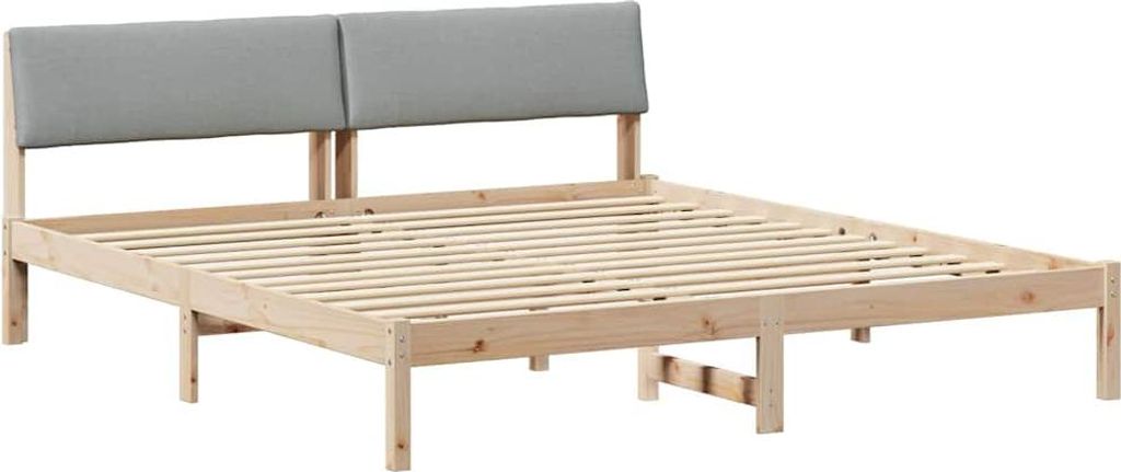 vidaXL Bettgestell Braun und hellgrau 200 x 200 cm Massivholz Kiefer
