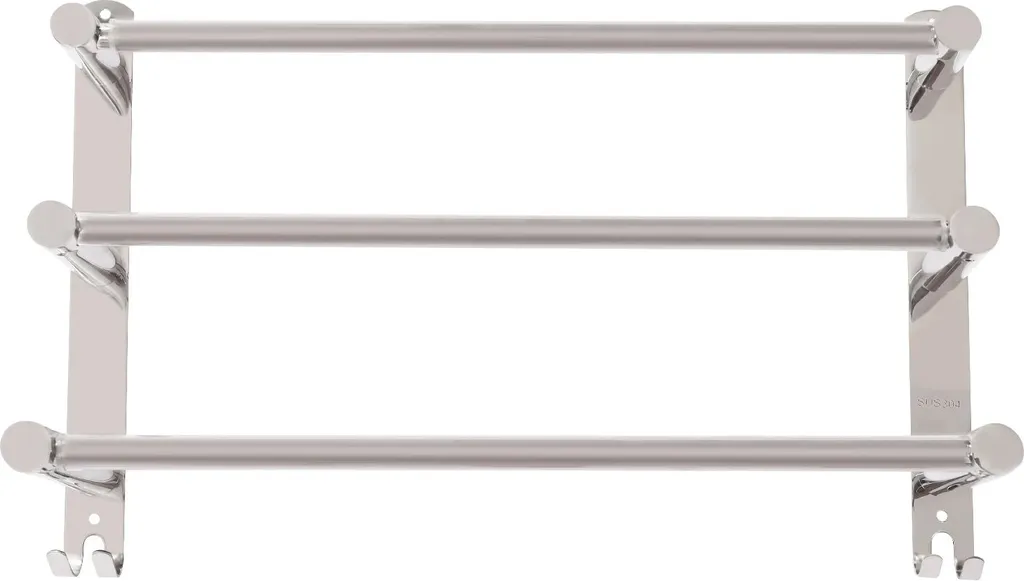 Porte-serviettes anti-rouille 3 niveaux inox argent pour gain de place