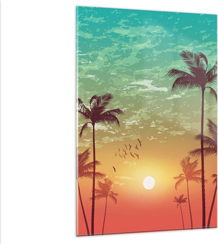 Bilder auf glas - Einteilig - Horizont Küste Kokosnuss Himmel - 80x120cm - Glasbilder - Wandbilder - Bilder - Wanddekoration aus Glas - Glas Bilde...